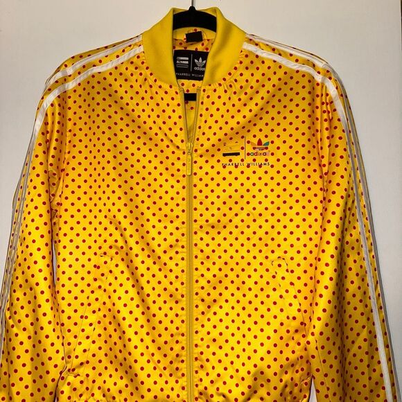 Adidas x Pharrell Williams XS Yellow Red Polka Dot Zipper Close Track Jacket EUC - Picture 11 of 12